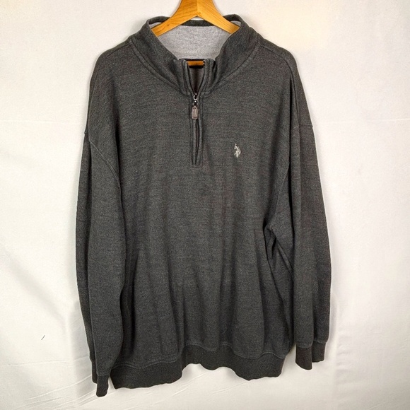 US Polo Assn Mens ¼ Zip Pullover Knit Sweatshirt 2XLT Casual Cozy Outdoor Active - Picture 1 of 10